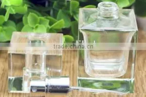 50ml Luxury Transparent Glass Square Shape Perfume Bottle With Shiny Sliver Metal Sprayer Pump Cap thumbnail-1