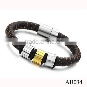 New Products 2016 Stainless Steel Custom Bracelet With PU Leather Manufacturer thumbnail-6