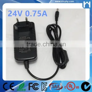 UL CE GS TUV Approved 18W DC 24V 0.75A AC-DC Power Supply EN60950 AC Adapter thumbnail-1