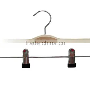Laminated Pants Hanger With Metal Bar and Clips,100% Wood Hanger Grade A Hanger thumbnail-1
