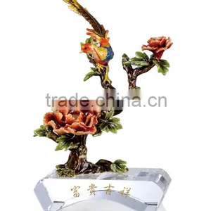 RORO Richness and Auspicy Peony Enamel Crystal Glass Decorative Article for Home Decoration/gift thumbnail-1