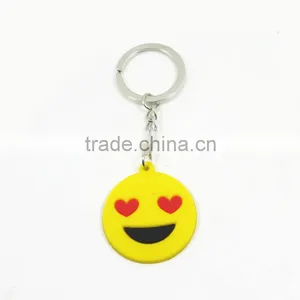 Custom Smiley Face Keychain/ Promotional Soft PVC Keychain/ Advertising Key Ring thumbnail-3