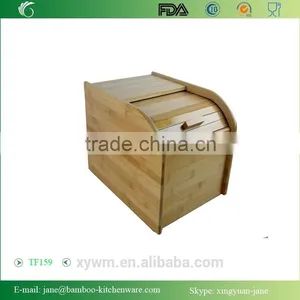 Elegant Square Style Natural Bamboo Bread Box thumbnail-1