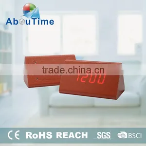 2016 Customized Cheap Red Triangle Wooden Led Digital Alarm Clock thumbnail-2
