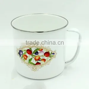 2016 New Flower Printing Carbon Steel Custom Made Enamel Camping Mug thumbnail-2