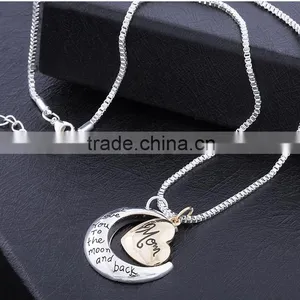 Wholesale Cheap Heart Disc Necklace for Mother's Day/Golden Color Mothers Day Necklace thumbnail-3