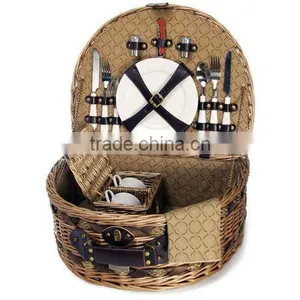 Fationable Semi-circle Wicker Picnic Basket for Two thumbnail-1