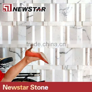 Italian Carrara White Marble 3D Cambered Mosaics Polished thumbnail-3