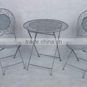 Garden Wrought Iron Grey Bistro Set thumbnail-1