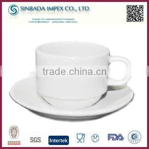 Fine Ceramic Cup and Saucer, White Plain Ceramic Cup Chinese Tea Set thumbnail-1
