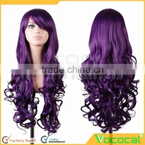 80 cm Long Fashion Synthetic Colorful Red Purple Brown Black Party Cosplay Hair Wigs thumbnail-2