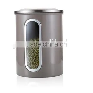 Brown Gray Stainless Steel Kitchen Canister Set With Lids thumbnail-3