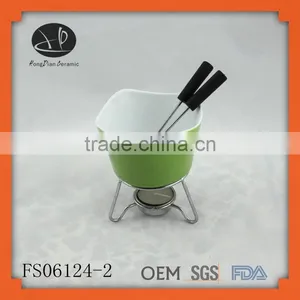 Ceramic Fondue Pot,chocolate Fondue Set With Stand and Forks thumbnail-1