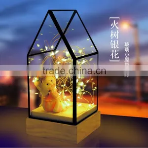 Hottest Siliver Glass House Atmosphere Light, DIY LED Table Lamp Night Lamp thumbnail-1