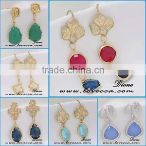 Fashion EarringJewelry Shinney Gemstone Hoop Earring With 18K Gold Plated thumbnail-1