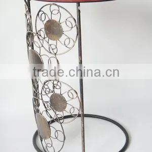 Wood Top "NEW" Circle Motif End Table Round Sofa Side Table thumbnail-5