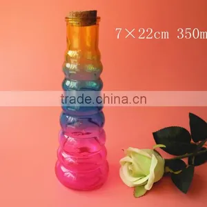 Rainbow Colored Grain Glass Edible Oil Jar With Wooden Cork thumbnail-1