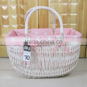 Wholesale White Wicker Basket With Handles thumbnail-1