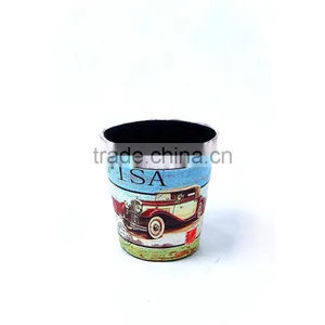 Car Print Dustbin Faux Leather Open Top Standing Trash Can thumbnail-2