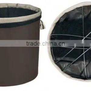 Round Oxford Foldable Laundry Bin With Mesh Bag thumbnail-2