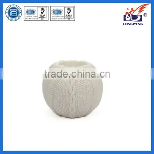 Eco-Friendly Elegant White Knitted Decorative Round Candle Holders,Ceramic Tealight Candle Holders thumbnail-1