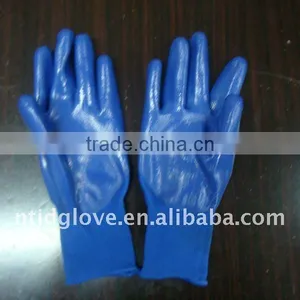 Nitirle Gloves. 13G Blue Nylon With Blue Nitirle Coating ,knitt Wrist Open Back . thumbnail-1