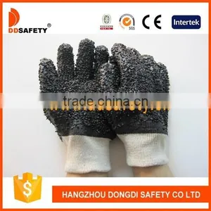 DDSAFETY PVC Gloves Black PVC Rough Finished 100%Cotton Liner Safety Gloves thumbnail-1