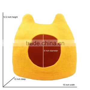 Cats House Handmade Cat Bed Natural Wool Felt Comfy Cave for All Cats and Small Dogs Machine Washable thumbnail-2