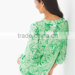 New Arrived Printed Stand Collar Front Button up Shirt thumbnail-2