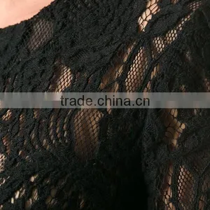 Ladies Formal/office Wear Elegant Transparent Short Sleeve Sexy Black Lace Blouse thumbnail-6