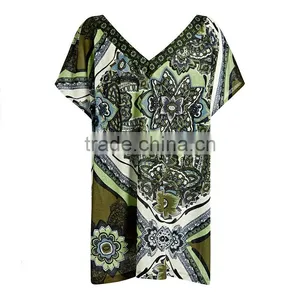 2015 Fashion Green 60% Cotton 40% Polyester Women v Neck T-shirts 60% Cotton 40% Polyester thumbnail-3