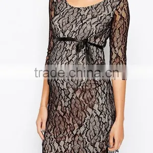 Custom Made Maternity Clothes Long Sleeve Bodycon Lace Dress for Fashion Pregnant Women Dongguan Weibao Clothing thumbnail-1