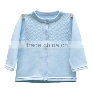 Long Sleeves Argle Pattern Round Collar Baby Cardigan Sweater thumbnail-1