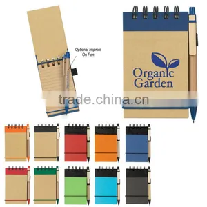 Hard Kraft Card Cover Spiral Winding Pocket Recycle Notebook 70grams 50sheets 7.8*12.8cm With Paper Pen and Elastic thumbnail-1