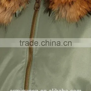 2017 Autumn& Winter Detachable Fur Trim Flight Jacket,Waterproof Custom Fur Bomber Jacktet For Unisex thumbnail-4