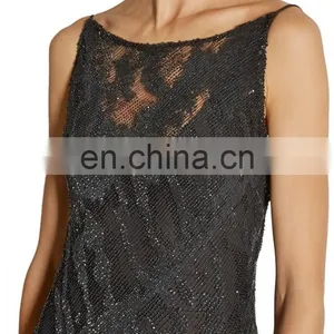 Ladies Long Night Dress Sexy Black Gown Sexy Open Back Dresses Embellished Tulle Evening Gown thumbnail-6