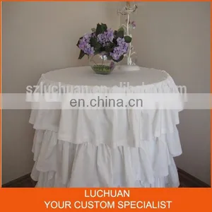 Fancy Product Tiered White Steps In Table Skirt For Wedding Decorative thumbnail-1
