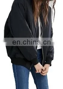 Factory OEM Smooth Nylon Padding Women Bomber Jacket thumbnail-5