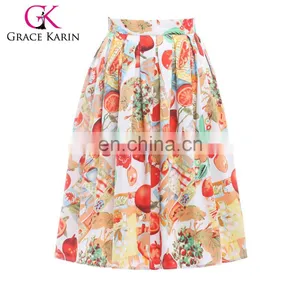 18 Colors Grace Karin Women Vintage Skirt Pinup 50S 60S Cotton Skirt Autumn Skirts Dance Vestidos CL6294-8# thumbnail-1