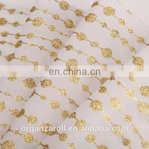 2015 Fashion Design Decorative Golden Glitter Organza Fabric thumbnail-1
