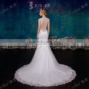 Stunning Lace Appliqued Two Straps Sheer Open Back Chapel Train Lace Mermaid Wedding Dresses 2015 thumbnail-1