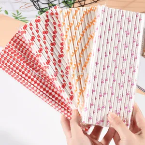 s Paper Straws Fruit Pattern Drinking Straws Decorative Paper Straws Summer Party Drinking Straws for Hawaiian Birthday Wedding Party Decoration thumbnail-2
