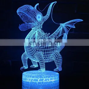 2019 New Customized Creative Gift 3D Optical Dinosaur Visual Illusion Acrylic Night Light USB Table Lamp thumbnail-3