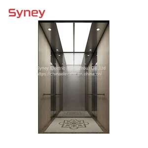 Wholesale Commercial Elevator Factory Luxury Mansions Golden Mirror Stainless Steel Home Lift Passenger Elevators With Safe Touchless Button thumbnail-5