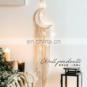 Half Moon Star Big Dream Catchers Metal Ring Pendant Handmade Nordic Wind Chimes Home Styling thumbnail-5