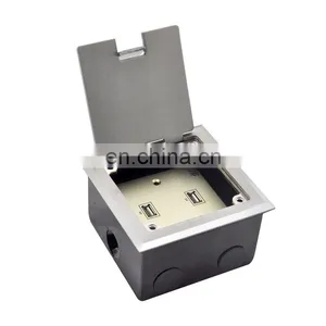 Stainless Steel Power VGA 3.5mm Audio Multimedia Hidden Electrical Floor Box thumbnail-2