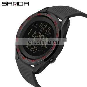Sanda 6013 Multi Functional Digital Men Wristwatch Water Resistant LED Luminous Clock Sport Wrist Watches for Men thumbnail-1