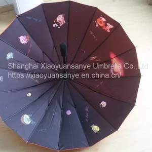 Advertising Umbrella Manufacturer With Straight Rod Automatic Umbrella, Curved Handle, Windproof Framework and High Cost Performance thumbnail-4