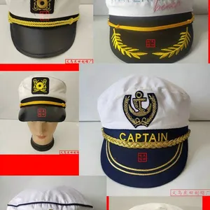 Navy Hat Spot in Europe and the United Captain White Sailor Hat Flat Hat Uniform Cap Adults Show Factory Christmas Hat thumbnail-3