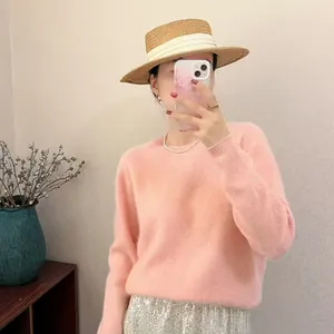 2025 Newest Style 100% Wool Women Fashion Sweater Soft Fuzzy Brush Sweater thumbnail-3